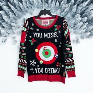 New Tipsyelves Drinking Game Ugly Christmas Sweater‎ You Miss You Drink